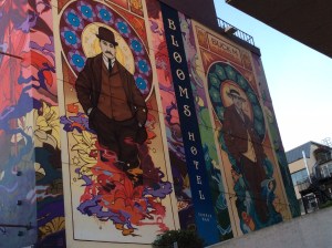 Bloomsday paintings on wall in Dublin